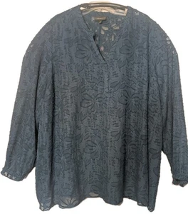 Lane Bryant Size 28 Navy Lace Blouse - Picture 1 of 11