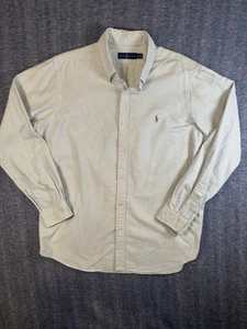 Ralph Lauren Oxford Shirt Mens XL Blue White Striped Slim Fit Stretch Flesh Pony - Picture 1 of 16