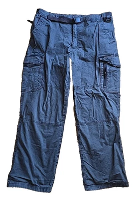BC Clothing Mens Fleece Lined Cargo Pants Gray Adjust Belt L x30 Elastic Waist - Image 1 of 4