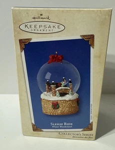 Hallmark Winderland 2003 globo de nieve trineo paseo recuerdo adorno QX8207 - Imagen 1 de 10