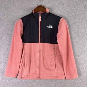 The North Face Sweater Girls Medium Pink Black Fleece Jacket Zip Cozy Outdoors - Picture 1 of 14