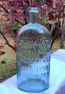 1880s Dr H. James Cannabis Indica Craddock Philadelphia Embossed Whittled Bottle - Image 1 of 4