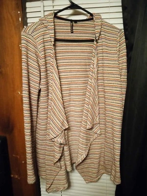Cárdigan Heart Soul Frente Abierto Suéter Cascada Multicolor Rayas Con Capucha L Foto 1 de 2