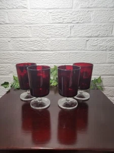 Vintage Luminarc France Ruby Red Cordial Glasses Set Of 4 - Picture 1 of 3