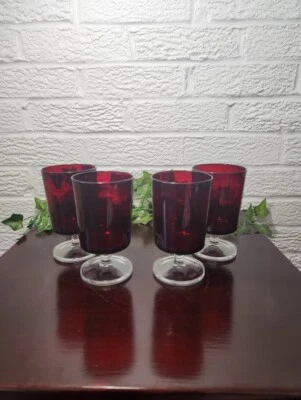 Vintage Luminarc France Ruby Red Cordial Glasses Set Of 4 - Image 1 of 3