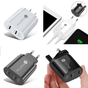 Adapter For iPhone Series Fast Wall Charger 2 Port 40W PD Plug USB-C Type C - Picture 1 of 15