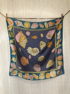 Foulard Carré de soie Vintage Ken Scott Coquillages Cadeau pour Femme FO291 - Imagen 1 de 12