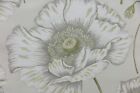 SANDERSON CURTAIN FABRIC DESIGN "Oriental Poppy Weave" 3.2 METRES NEUTRAL/CREAM