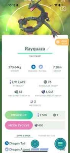 Pokemon Trade Go - Shiny Rayquaza -(skill dragon accent)-Level 50 3move - Trade - Picture 1 of 1