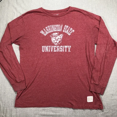 Washington State Cougars Men's XL Red Long Sleeve Tee Retro Brand NCAA Cover