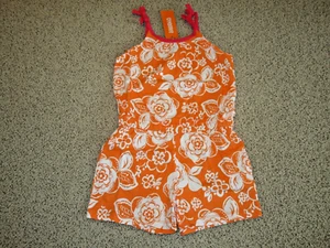 NWT NEW GYMBOREE BRIGHT & BEACHY ORANGE WHITE FLORAL ROMPER SIZE 7 - Picture 1 of 1