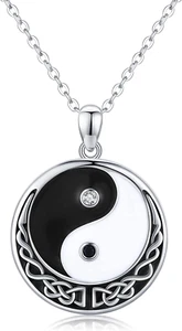 Yin Yang Necklace 925 Sterling Sliver Yin and Yang Pendant Yin Yang Jewelry Gift - Picture 1 of 7