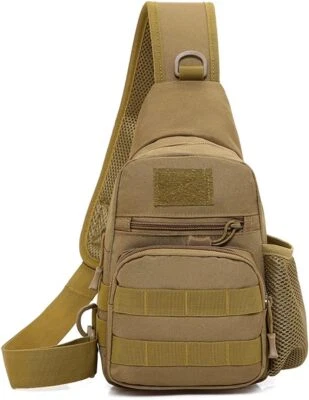 Mens Tactical Sling Bag with Water Bottle Holder Chest Shoulder Pack Cross Body - Image 1 of 4