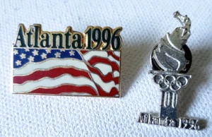 Lot Vintage 1996 ATLANTA Olympics Metal Enamel Pin Olympic Torch Flame Flag USA - Picture 1 of 3