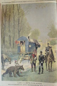 BOHEMIAN CENSUS BEAR TRAILER GENDARMES ENGRAVING SMALL NEWSPAPER 1895 - Picture 1 of 2