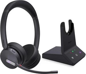 Bezprzewodowy zestaw słuchawkowy Dual Teams DECT i Bluetooth 606' Zakres AI Redukcja szumów - Zdjęcie 1 z 12