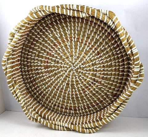 Sweet Grass Hand Woven Round Basket Bread And Fruit Tray Cover