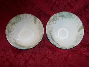 Intesa Home 2 CEREAL BOWLS Green Spatter Pattern Made In Turkey EXCELLENT - Picture 1 of 2