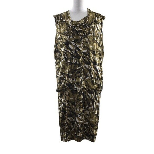 Abito blusa Michael Michael Kors verde bianco fantasia scollo cappuccio donna grande