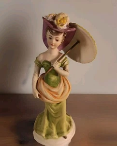 Figura Dama Lefton De Colección con Sombrilla | Pintada a Mano Años 40 Japón | Decoración de Porcelana - Imagen 1 de 11