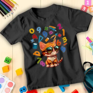 Jungen und Mädchen süßes Kätzchen Mathe Zahl Tag Ideen T-Shirt Tee für Kinder #ND - Bild 1 von 35