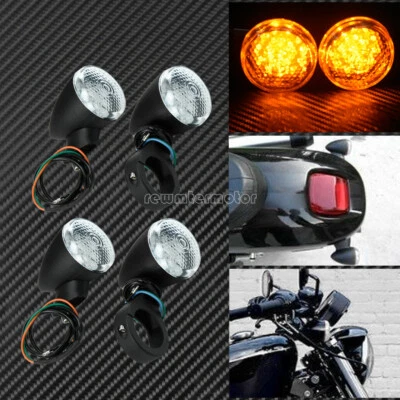41mm Fork Aluminum Front Rear LED Turn Signal Light w/ Clear Lens Fit For Harley - Image 1 of 4