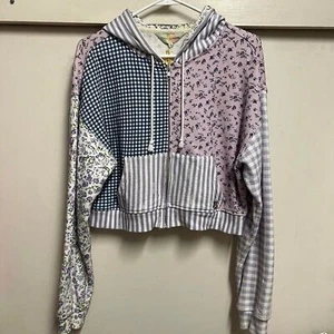Teddy Fresh Women's Lavender Floral Patchwork Zip-Up - Picture 1 of 4