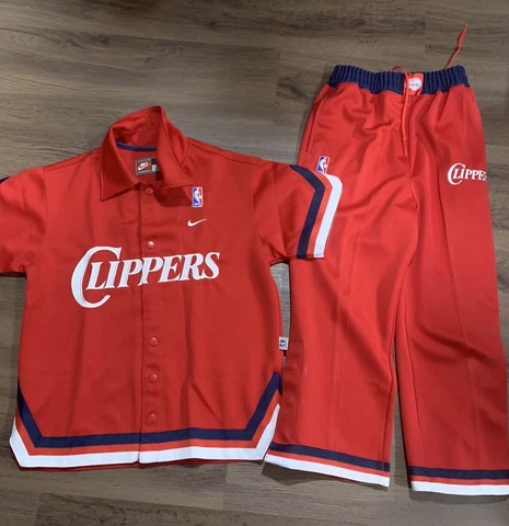 NIKE LA CLIPPERS AUTHENTIC WARM UP JACKET + PANTS SET NBA RED SZ YOUTH SMALL Cover
