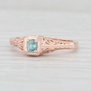 New 0.18ct Green Alexandrite Ring 14k Rose Gold Size 6.5 Oval Solitaire Filigree - Picture 1 of 8