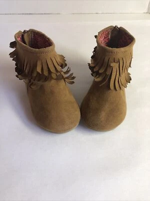 Botas Garanimals Talla 4 Con Flecos Bebé Niña Cuero Sintético Tostado Foto 1 de 4