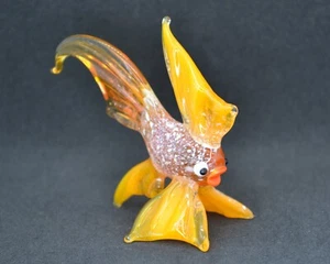 Orange Glass Fish Figurine Blown Sculpture | Small Murano Art Glass Fish Gift - Picture 1 of 8