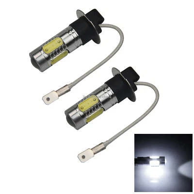2x White Car H3 Signal Light Exterior Blub 5 Emitters COB SMD LED IEC7004-47 H06 - Image 1 of 4