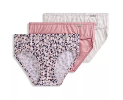 Nuevo paquete de 3 ropa interior de bikini Jockey Elance para mujer talla 7 punto rosa floral Foto 1 de 2