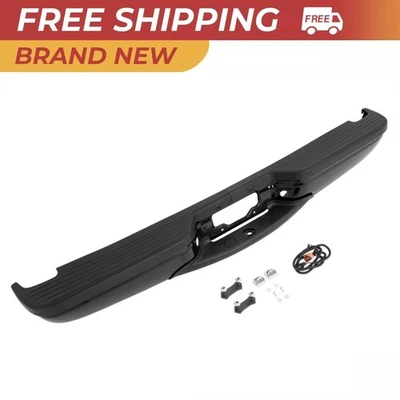 Black Rear Step Bumper w/ Black Pad For Ford Expedition 1997-2000 1998 1999 - Image 1 of 4