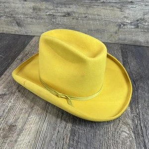 Vintage American Hat Co Western Cowboy Yellow Pure Wool Maxi Felt Size 6 7/8 USA - Picture 1 of 24