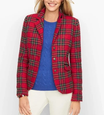 NWT J Crew HOLIDAY PLAID BLAZER Women's Red Plaid Jacket; Red Holiday Jacket - Image 1 of 4