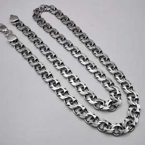 Vintage schwere 925 Sterling Silber Kette Halskette, signiert, 41,23 g, Gliederschmuck - Bild 1 von 8