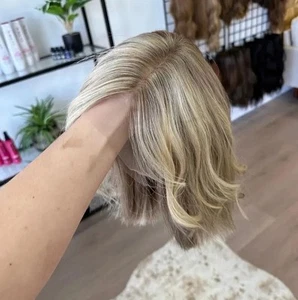 Ombre Blonde Highlights 13x4 Lace Front Echthaar Welle Perücke für Damen - Bild 1 von 6