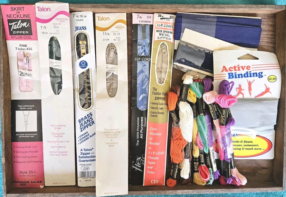 Vtg 80s Sewing Notions Lot 6 - NEW Heavy J & P Coats & Talon Zippers + MORE  - Image 1 of 4