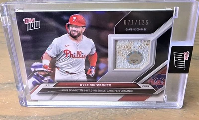 Kyle Schwarber 2024 Topps Now Game-Used Base Relic 5 HIT 3 HR /125 Phillies 🔥  - Image 1 of 2