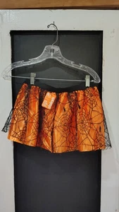 Claires orange and black spider Halloween skirt size mL youth costume - Picture 1 of 7