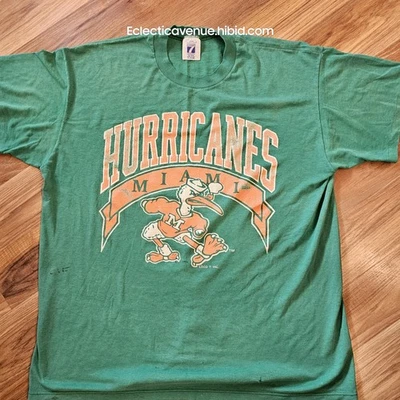 Vintage Logo 7 Miami Hurricanes Single Stitch Tshirt XL - Изображение 1 из 4