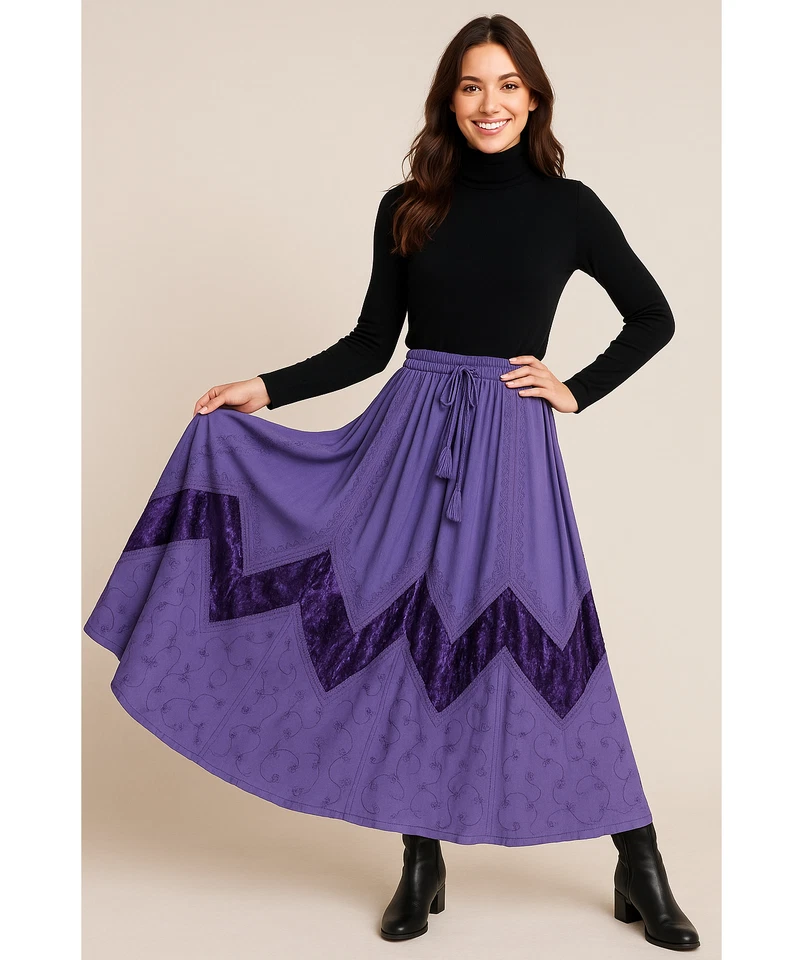 Velvet skirt Full Flare Autumn Winter Pockets One Size 12 14 16 18 20 22 - Image 1 of 4