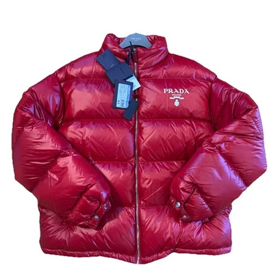 100% ПОДЛИННЫЙ PRADA РАЗМЕР XL БОЛЬШОЙ ВНИЗ КРАСНЫЙ КУРТКА МУЖСКОЙ ПУХОВИК - Изображение 1 из 4