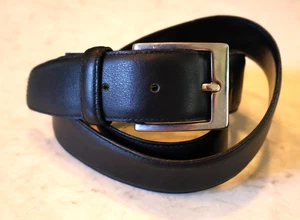 Men Ermenegildo Zegna Black Leather SZ 35/36 Width 1 1/4" Dress Smooth 425 - Picture 1 of 4