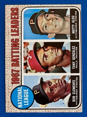 1968 Topps #1 Liga Nacional Líderes de Bateo Roberto Clemente Foto 1 de 2