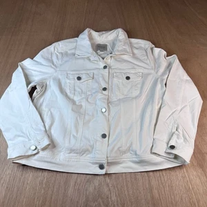 Liverpool Los Angeles White Denim Jacket Women’s XL Stretch Jean Coat - Picture 1 of 6