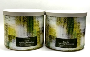 NEW 2 BATH & BODY WORKS FRESH SPRING MORNING SCENTED 3-WICK LARGE CANDLE 14.5 OZ - Picture 1 of 3