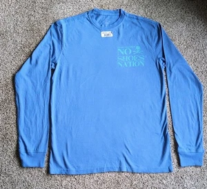 Kenny Chesney Long Sleeve Blue T-shirt -Sz. S- No Shoes Nation-Teal Print-NWT - Picture 1 of 6
