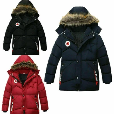 Kinder Jungen Winter Dicker Mantel Winterjacke Stepp Mantel Kapuze Parka Warm - Bild 1 von 4
